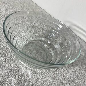 Vintage Duralex Clear Glass Bowl with Ribbed Design Mixing Bowl Salad Bowl
